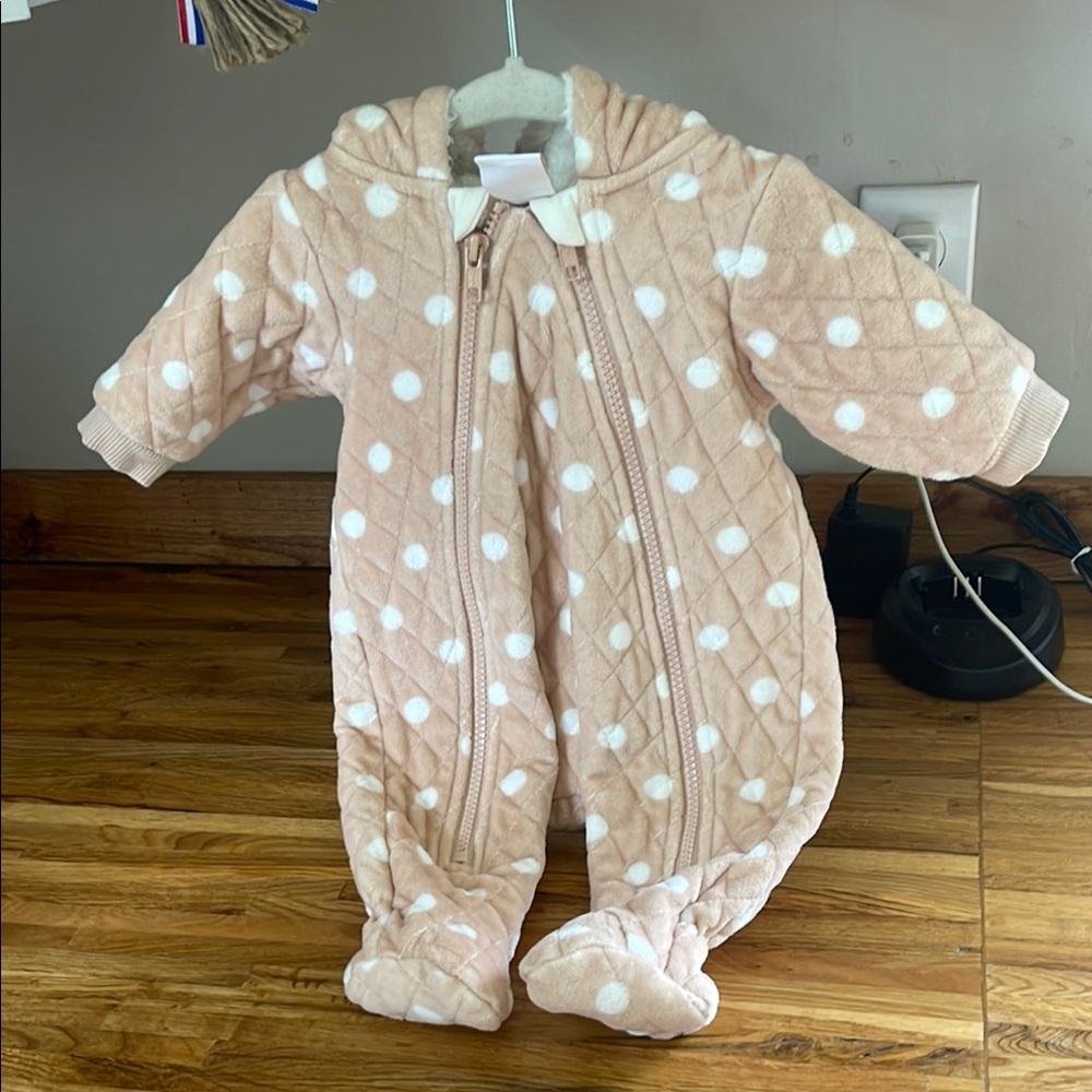 Cream and White Footies Jacket winter one piece newborn winter